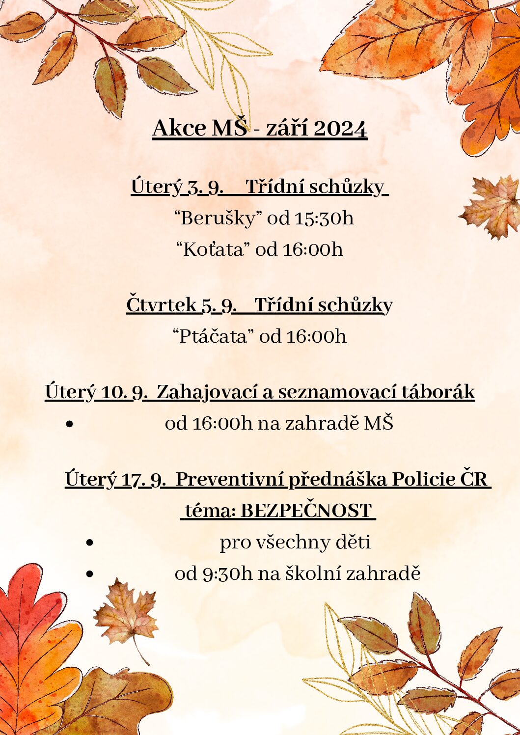 Akce MŠ – září 2024